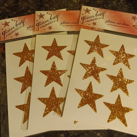 NEW: set of 6 performance🏆💎🤸‍♀️⭐GOLD GLITTER STARS ⭐🤸‍♀️💎🏆BODY STICKER - Picture 3 of 3